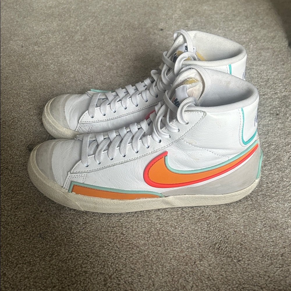 Nike White High-Tops with Orange and Teal Details